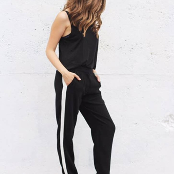 H&M Pants - SOLD! H&M New Tuxedo Stripe Drawstring Jogger Pant Black Size 12 NWT